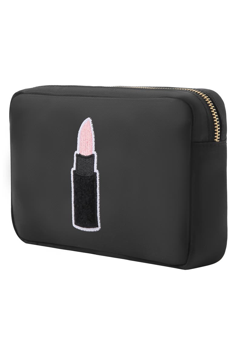 Medium Lipstick Cosmetic Bag, Alternate, color, BLACK