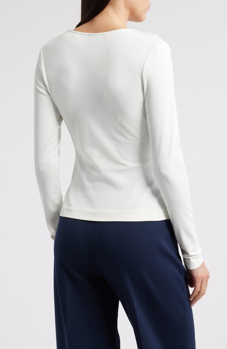 BOSS Eulori Twist Front Long Sleeve Top, Alternate, color, Open Wht