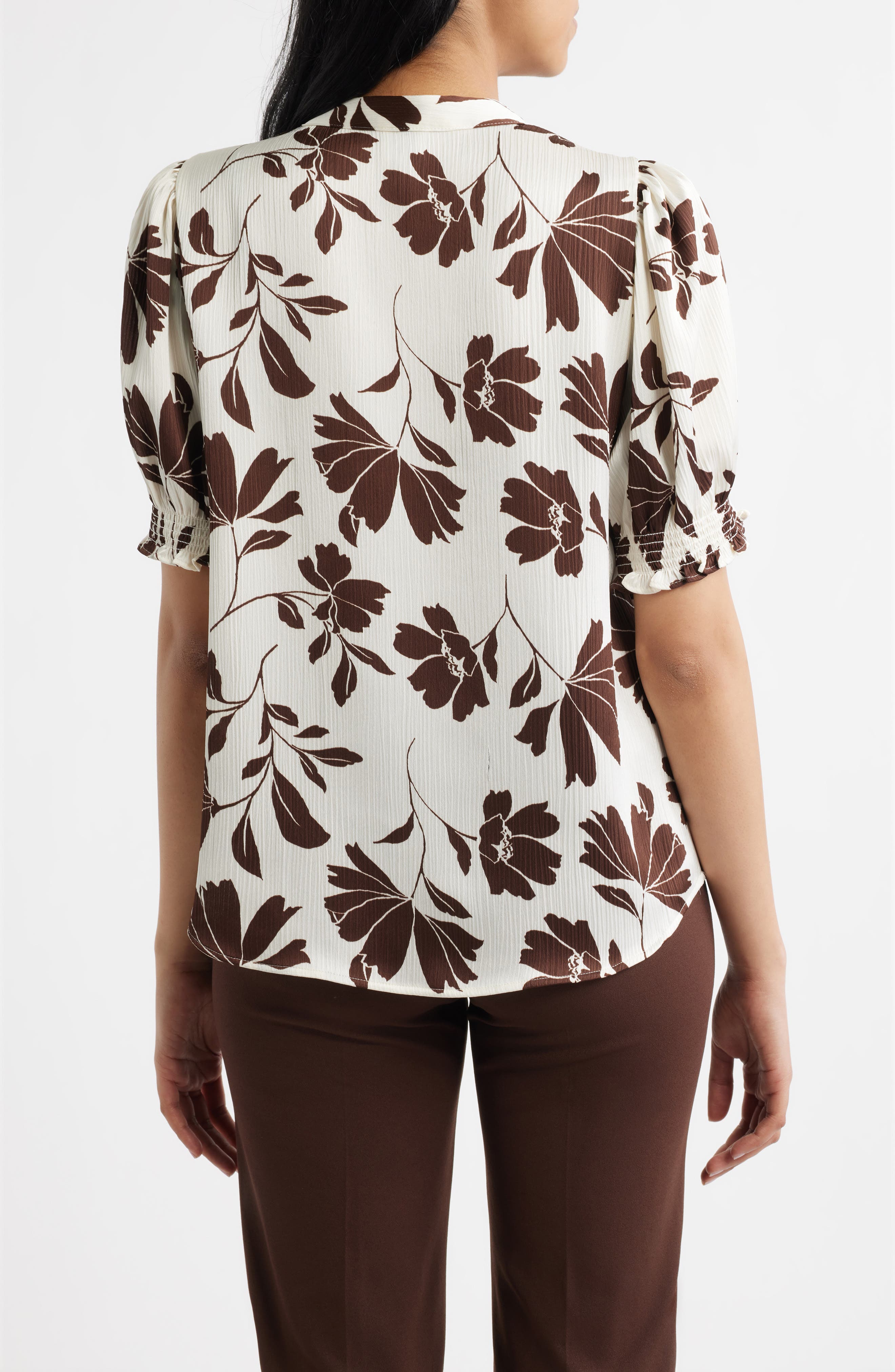 Shirred Short Sleeve Button-Up Shirt - image 2