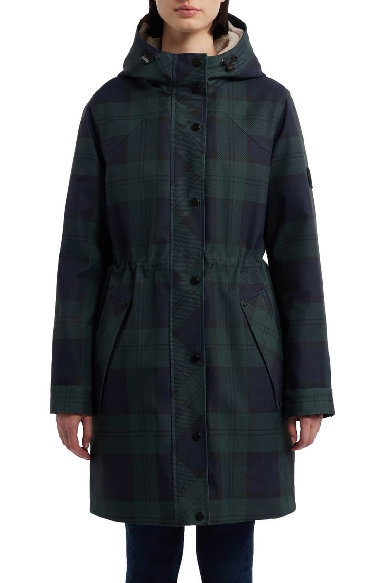 Hunter Fountain 3-in-1 Water Repellent Faux Shearling Lined Parka, Main, color, Blackwatch Plaid