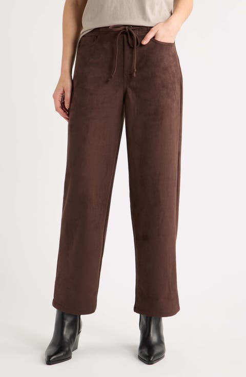 Tommy Straight Leg Faux Suede Pants