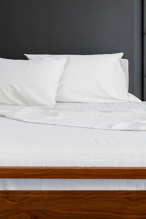 Bedvoyage Melange Viscose Cotton Blend Breathable Bed Sheets In Snow