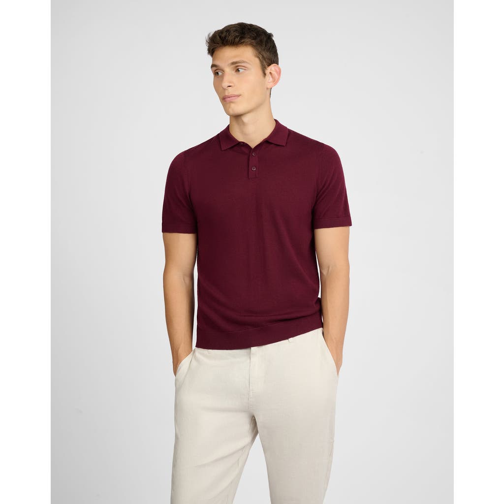 Onia Extra Fine Merino Wool Polo In Burgundy