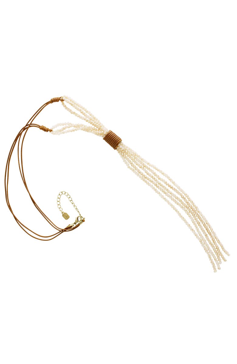 OLIVIA WELLES Beaded Tassel Y-Necklace, Alternate, color, Worn Gold / Neutral