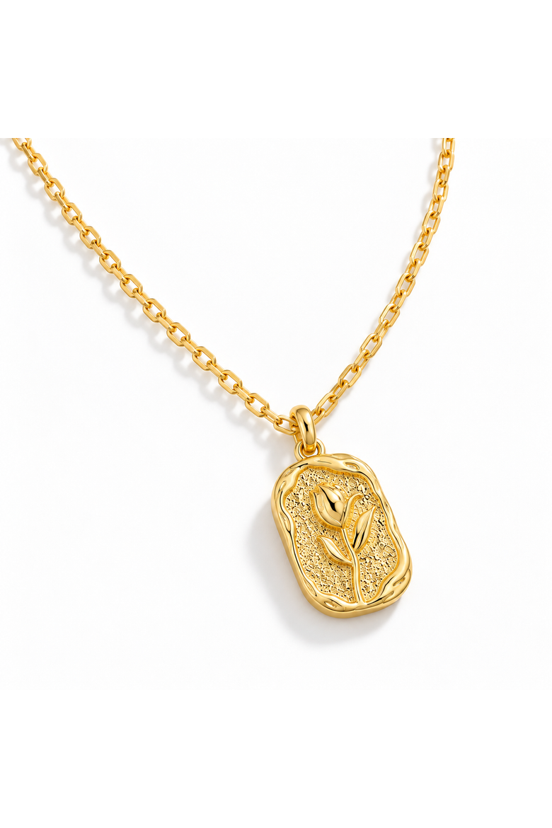 Gold-Tone Dainty Rose Necklace, Main, color, Gold