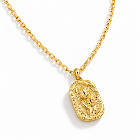 Gold-Tone Dainty Rose Necklace
