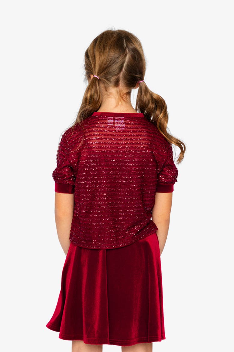 Fake Layering Jacquard Sparkly Top & Cami, Alternate, color, Rouge