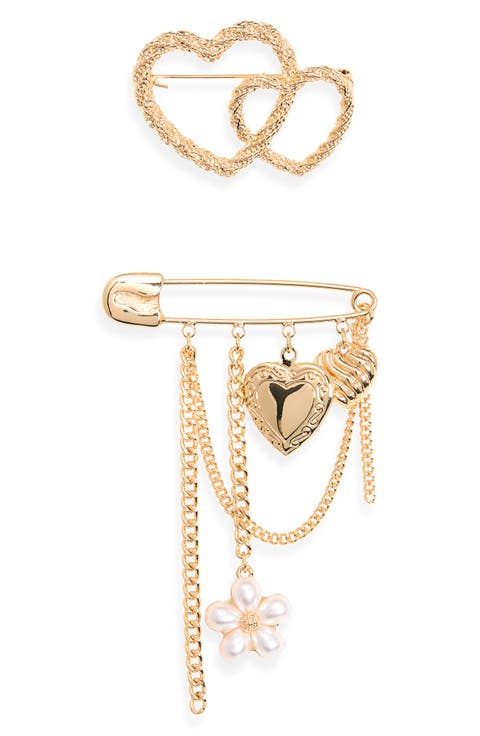 Heart Locket Brooch 2-Piece Set