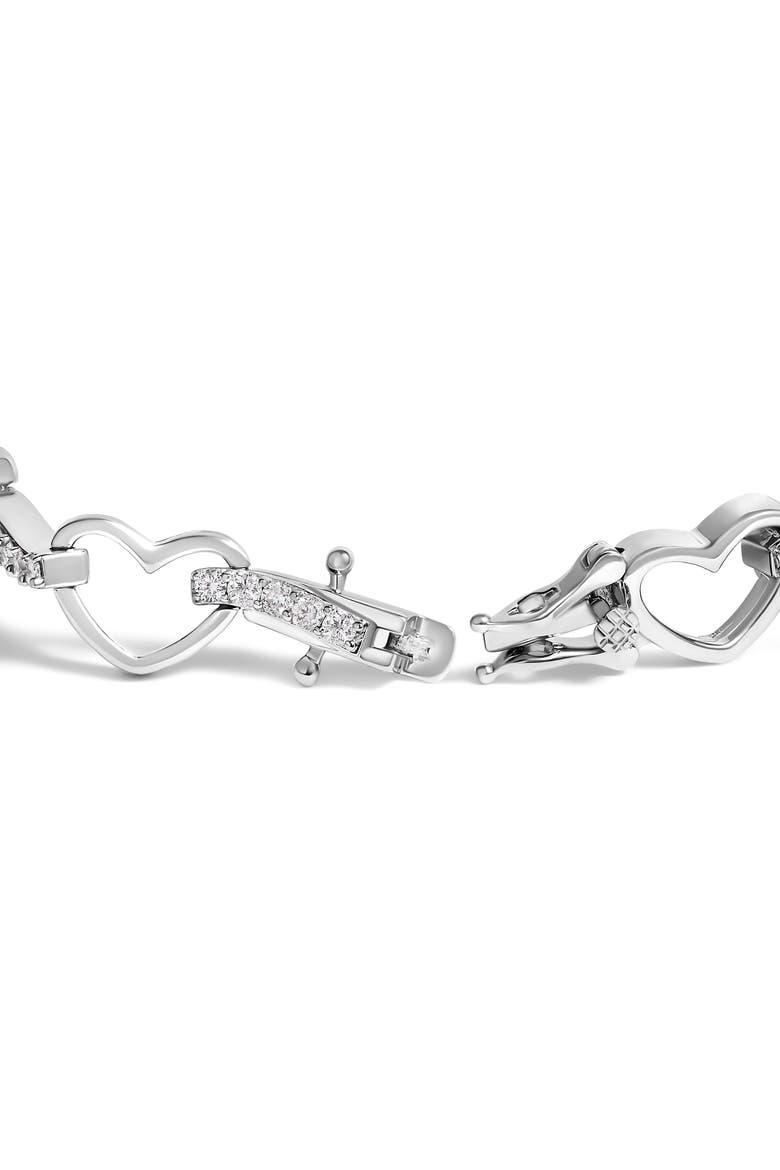 10K White Gold 2.0 Cttw Diamond Heart Link Bracelet, Alternate, color, White Gold