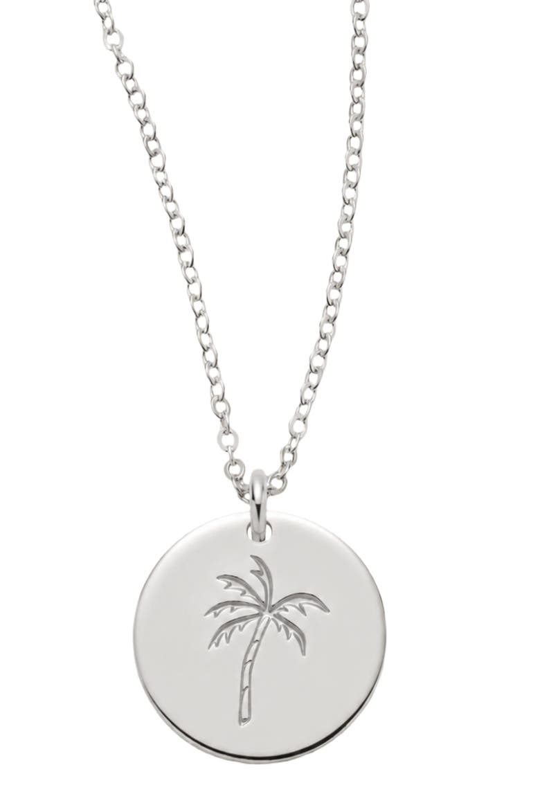 Palm Tree Disc Necklace, Alternate, color, Silver