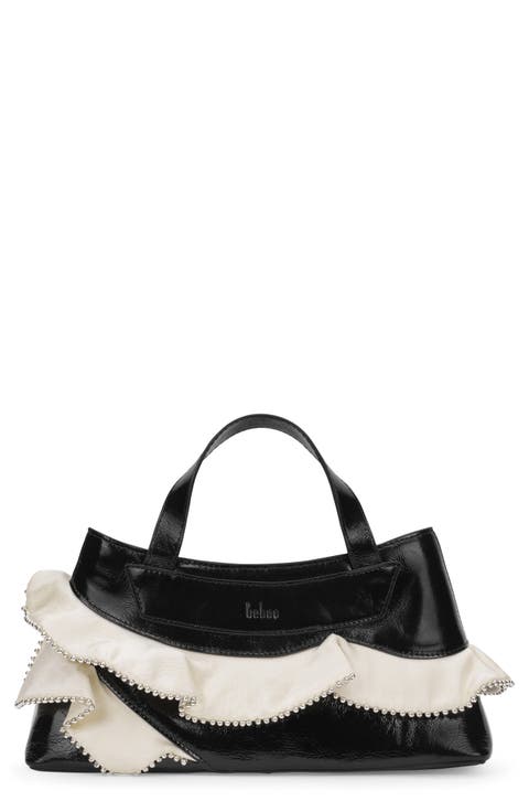Franca Leather Ruffle Shoulder Bag