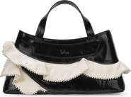 behno Franca Leather Ruffle Shoulder Bag