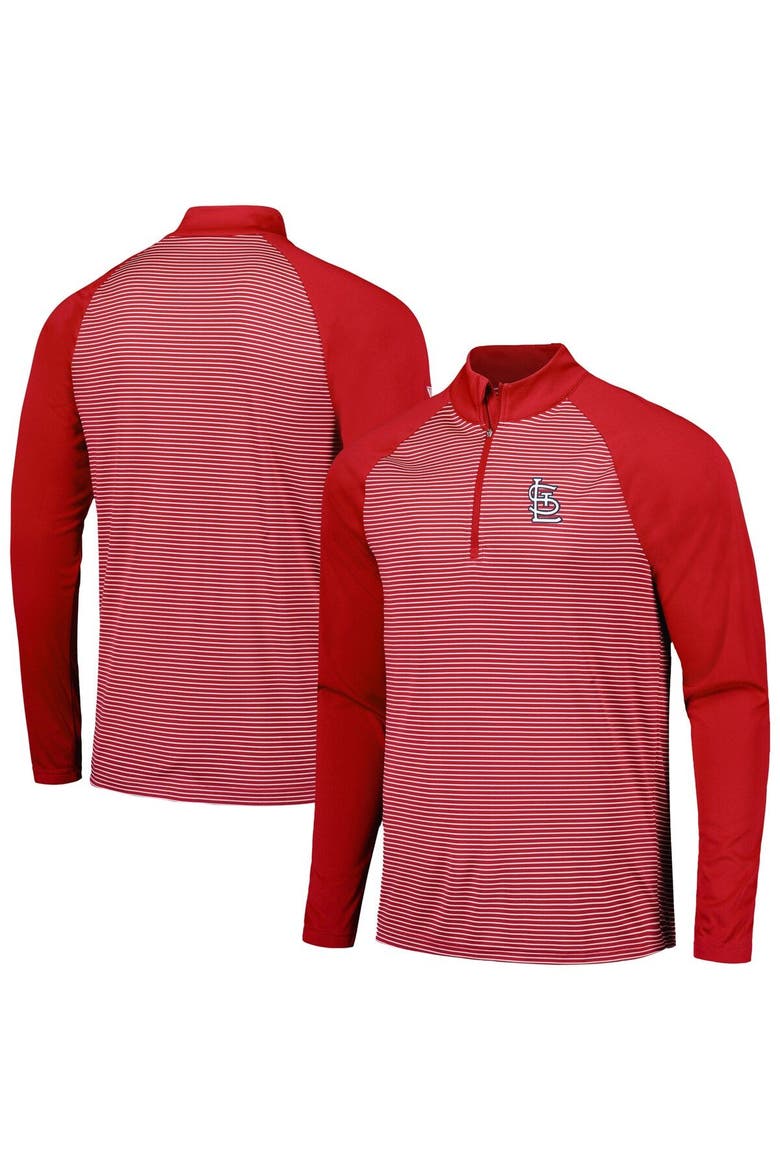 Men's Levelwear Red St. Louis Cardinals Charter Striped Raglan Quarter-Zip Top, Main, color, Red