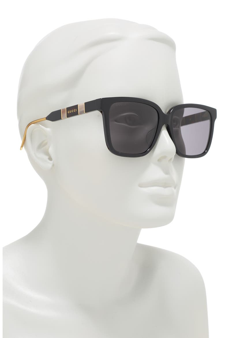 56mm Square Sunglasses, Alternate, color, BLACK