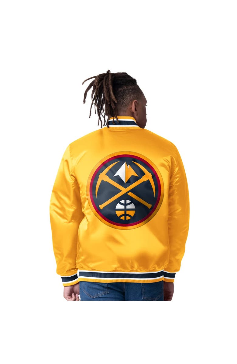 STARTER Men's Starter  Yellow Denver Nuggets Reversible Satin Full-Snap Varsity Jacket, Alternate, color, Yellow