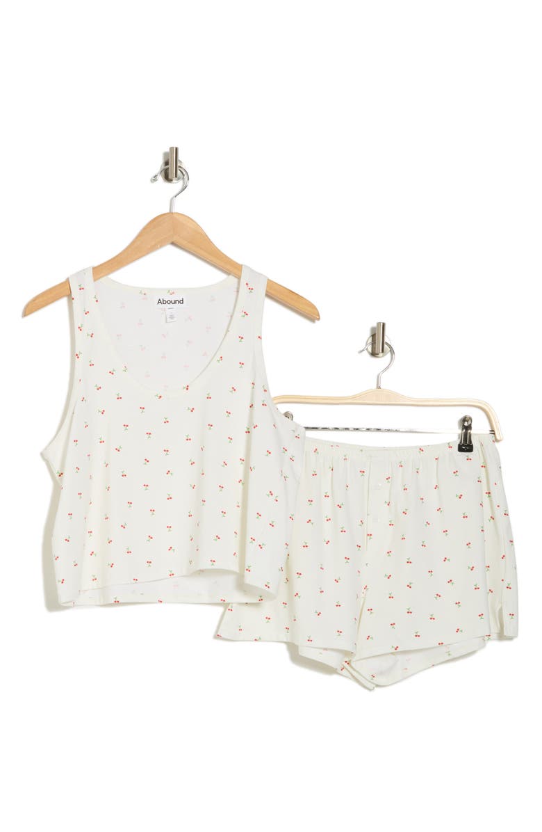 Abound Tank Short Pajamas, Alternate, color, Ivory Cherry Toss