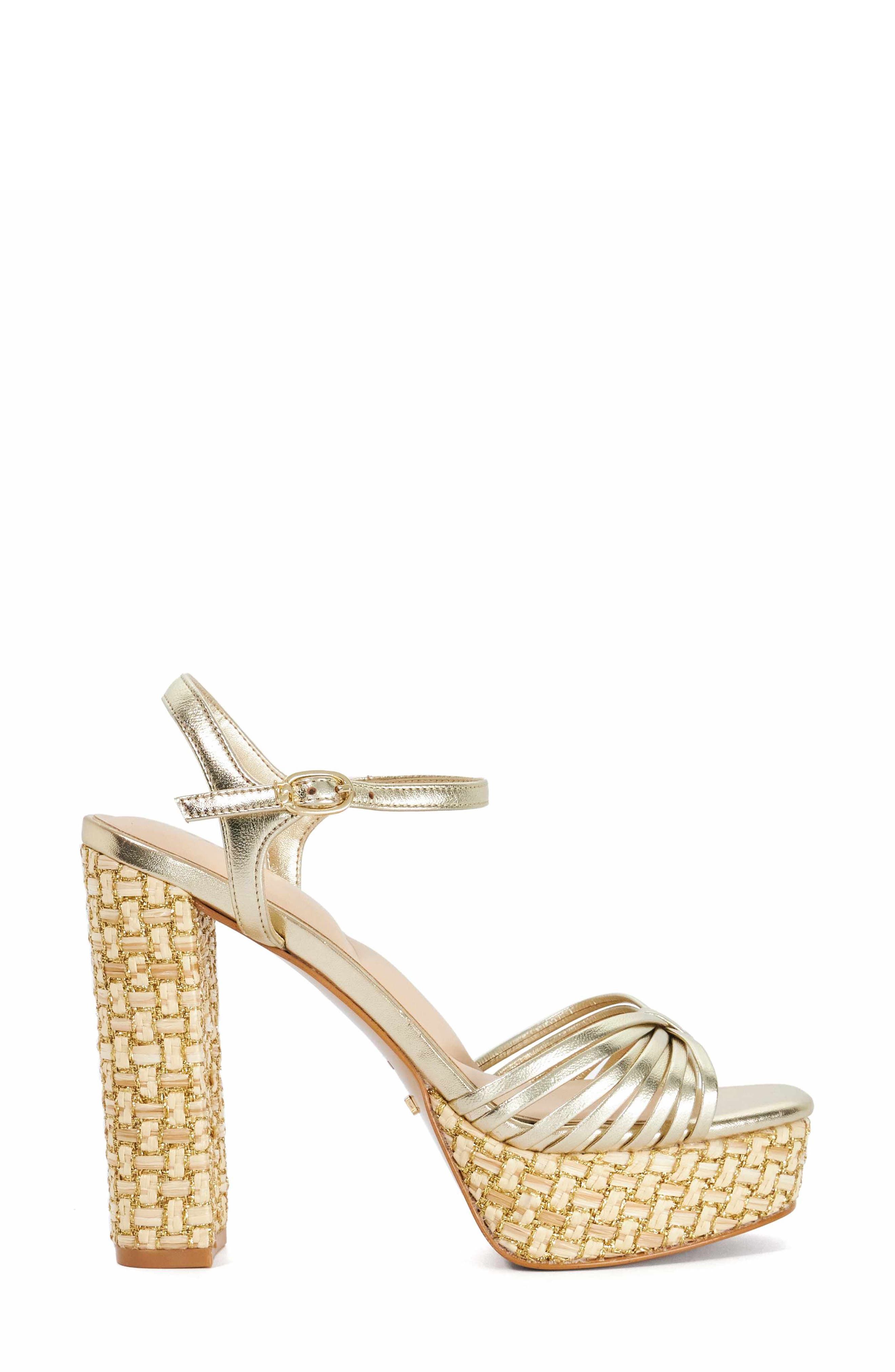 Minogue Ankle Strap Platform Sandal, Alternate, color, GOLD