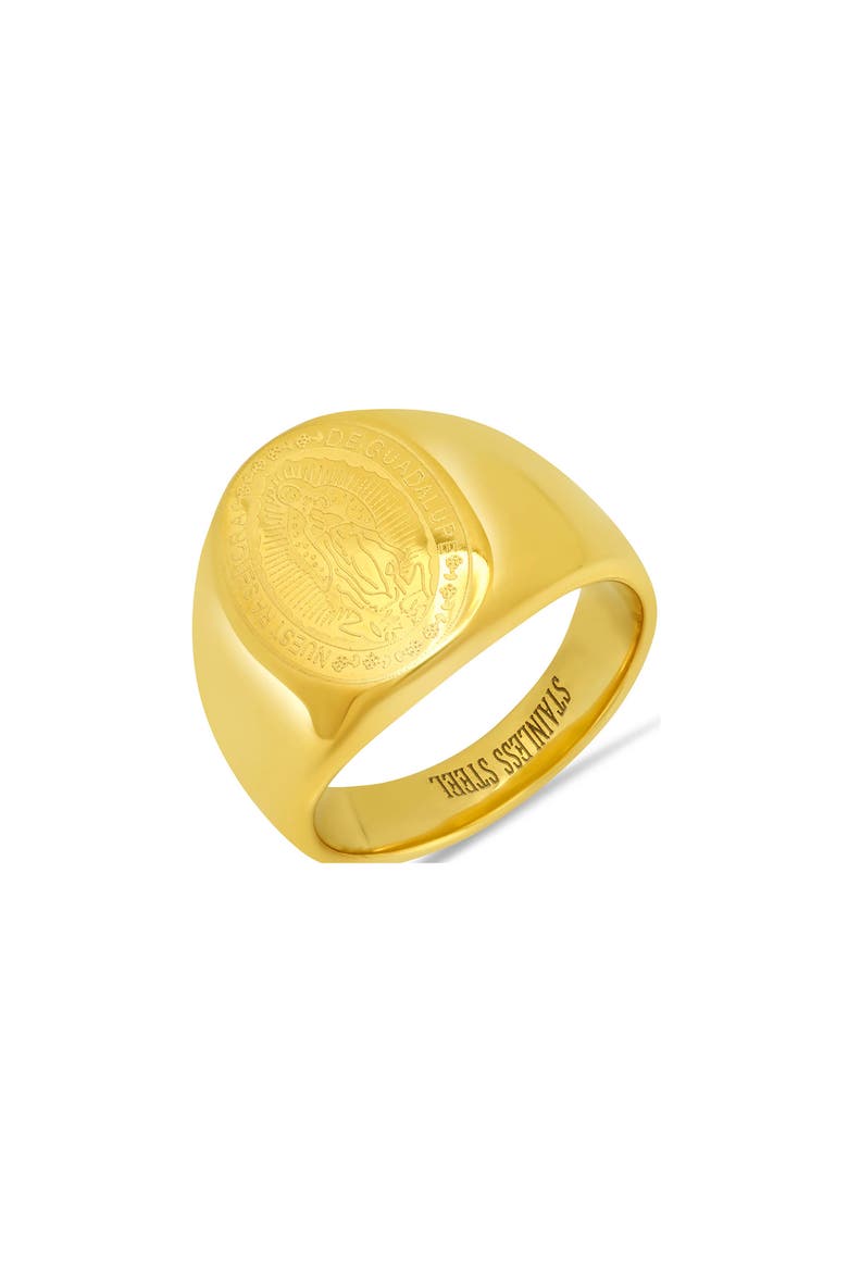 Men's Our Lady of Guadalupe Signet Ring, Main, color, GOLD