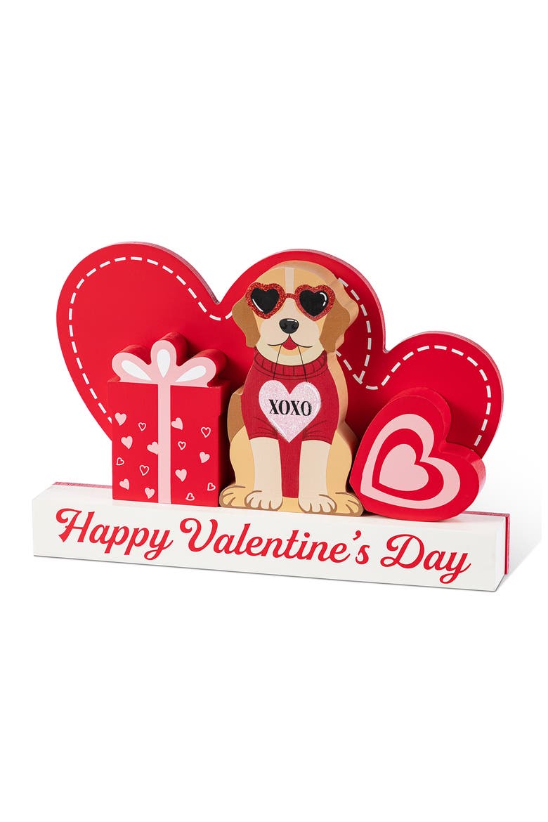 12"L Set of 4 Valentine's Wooden Table Block, Main, color, Red
