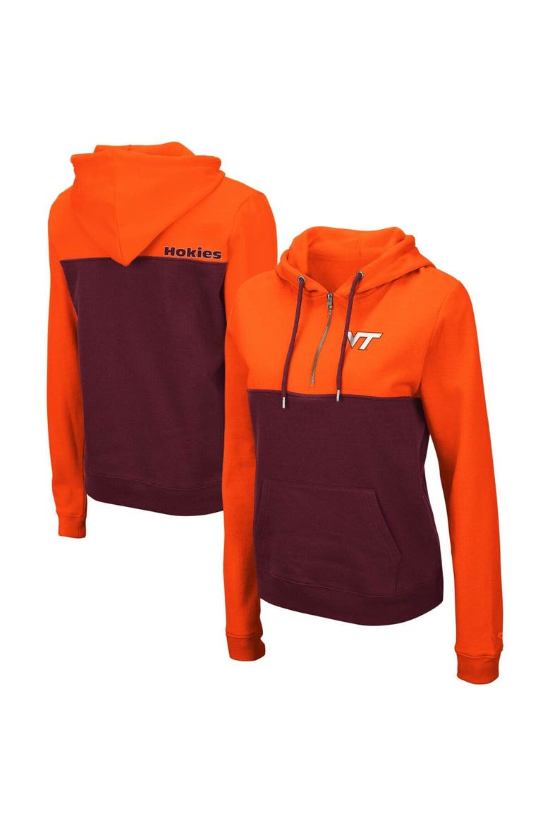 Women's Colosseum Orange/Maroon Virginia Tech Hokies Aidan Lightweight Half-Zip Hoodie, Main, color, Orange
