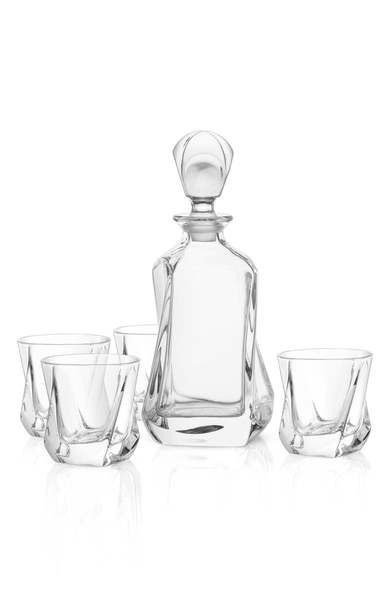 JoyJolt Aurora Whiskey 5-Piece Crystal Set, Main, color, Clear