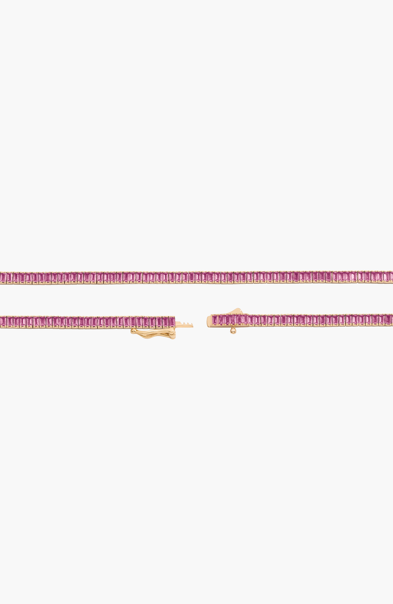 Aurate New York Lab Grown Pink Sapphire Baguette Tennis Necklace, Alternate, color, Pink Sapphire