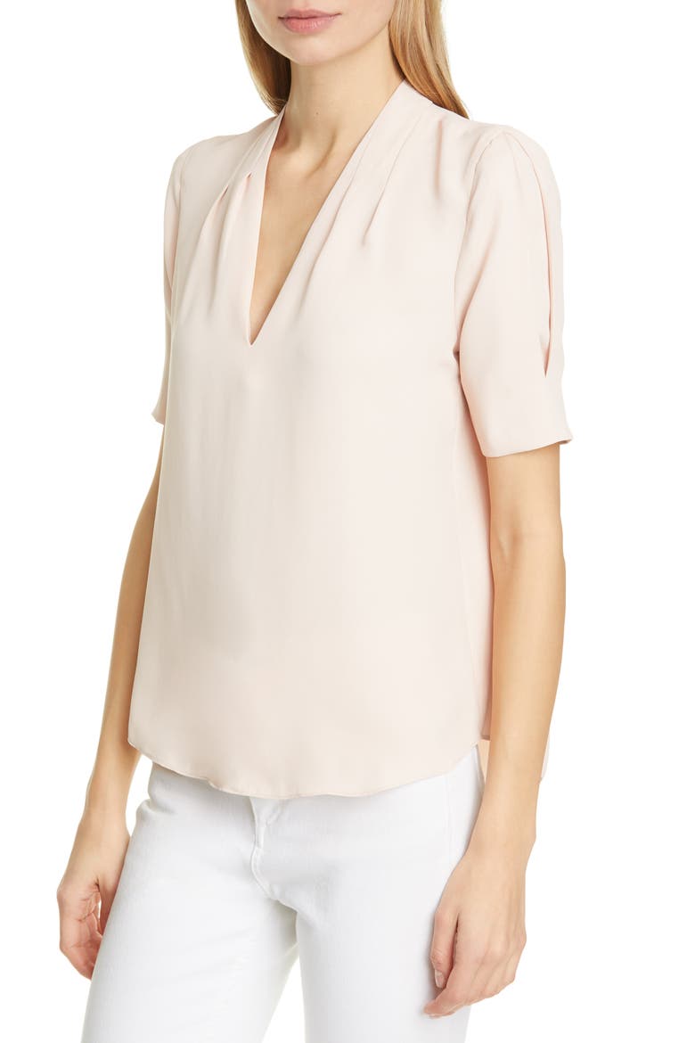 Ance V-Neck Silk Blouse, Alternate, color, PINK SKY