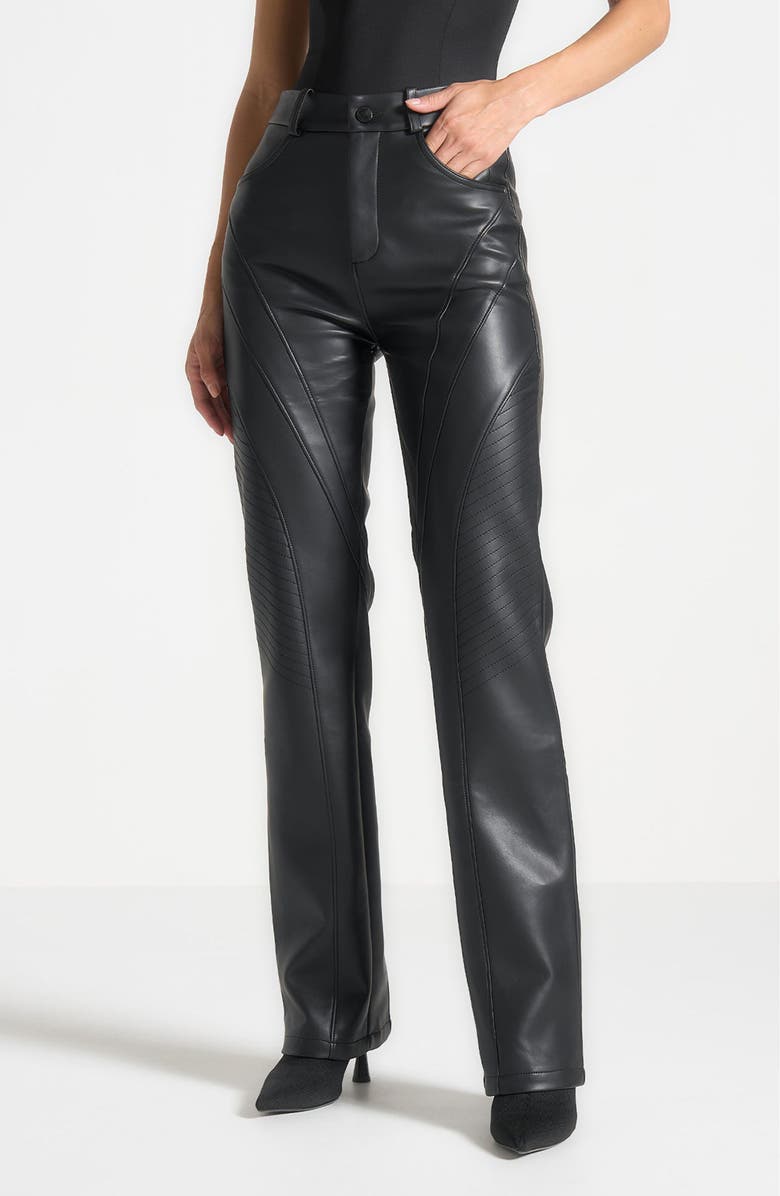 Manière De Voir Leather Biker Trousers, Main, color, Black