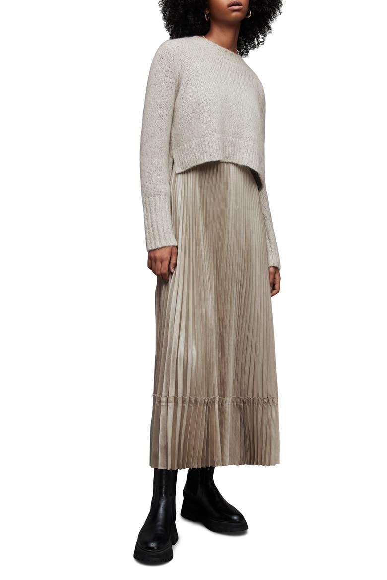 Silvi Two-Piece Sweater & Slipdress, Alternate, color, GREY/ CHAMPAGNE