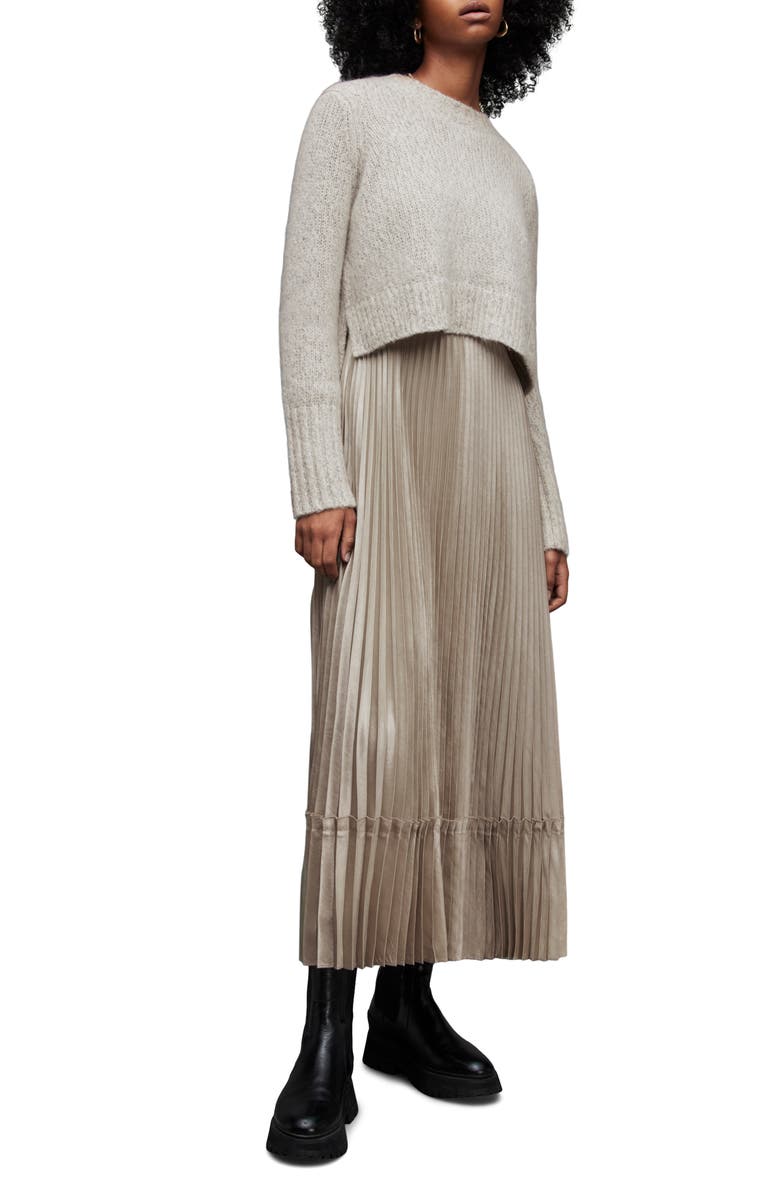 AllSaints Silvi Two-Piece Sweater & Slipdress, Alternate, color,