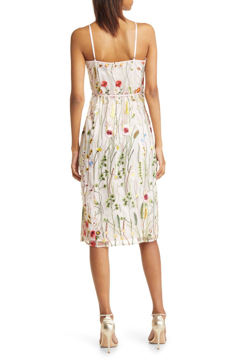 Floral Stem Embroidered Midi Dress, Alternate, color, ECRU MULTI