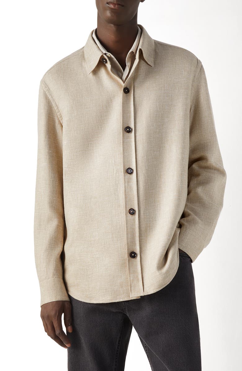 ZEGNA Cashmere, Linen & Silk Overshirt, Main, color, Beige