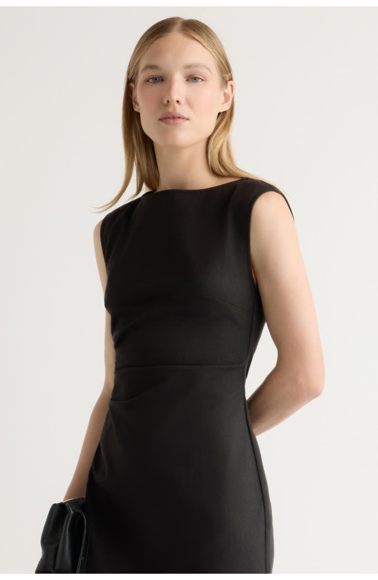 Modern Citizen Inari Cotton Twill Boat-Neck Dress, Alternate, color, Black