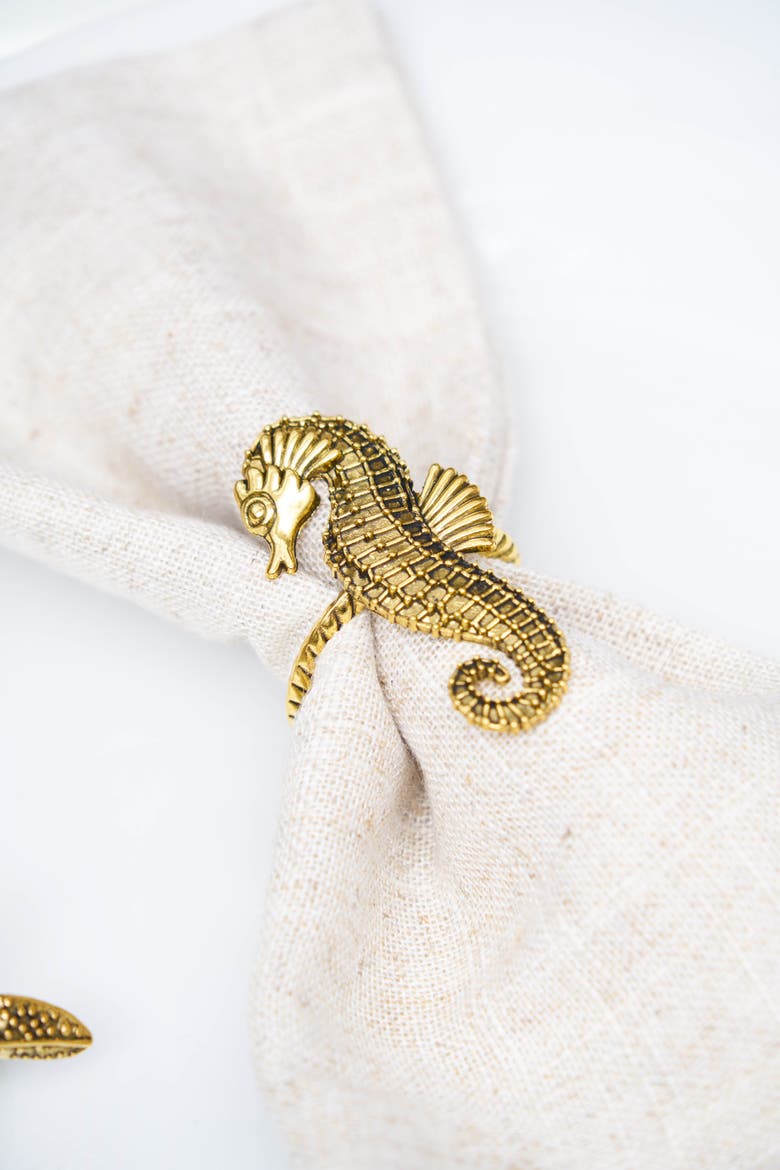 Gold Seahorse Napkin Rings Set of 4, Alternate, color, Gold