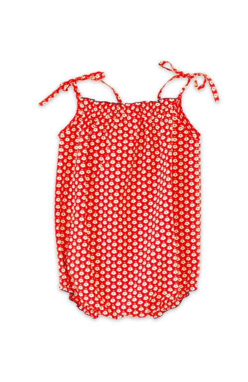 Beet World Baby Romper With Smocked Neck In Red