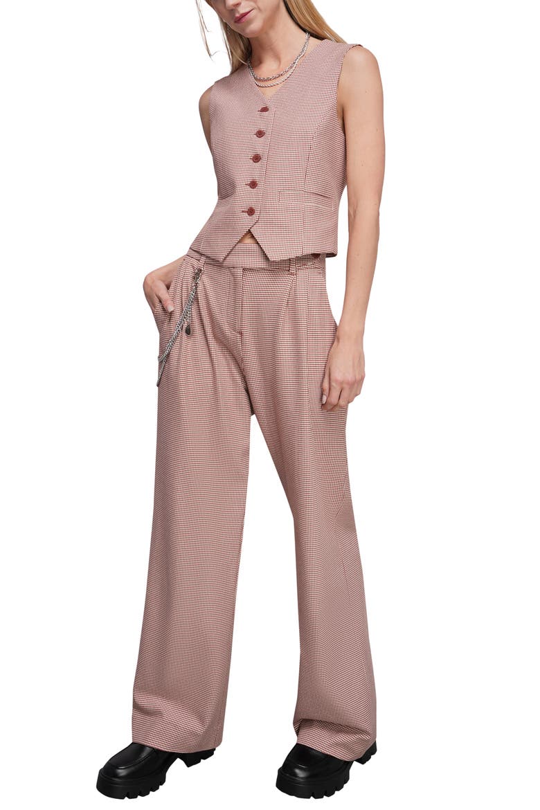 The Empower Houndstooth Wide Leg Trouser, Main, color, CINNAMON/OAT