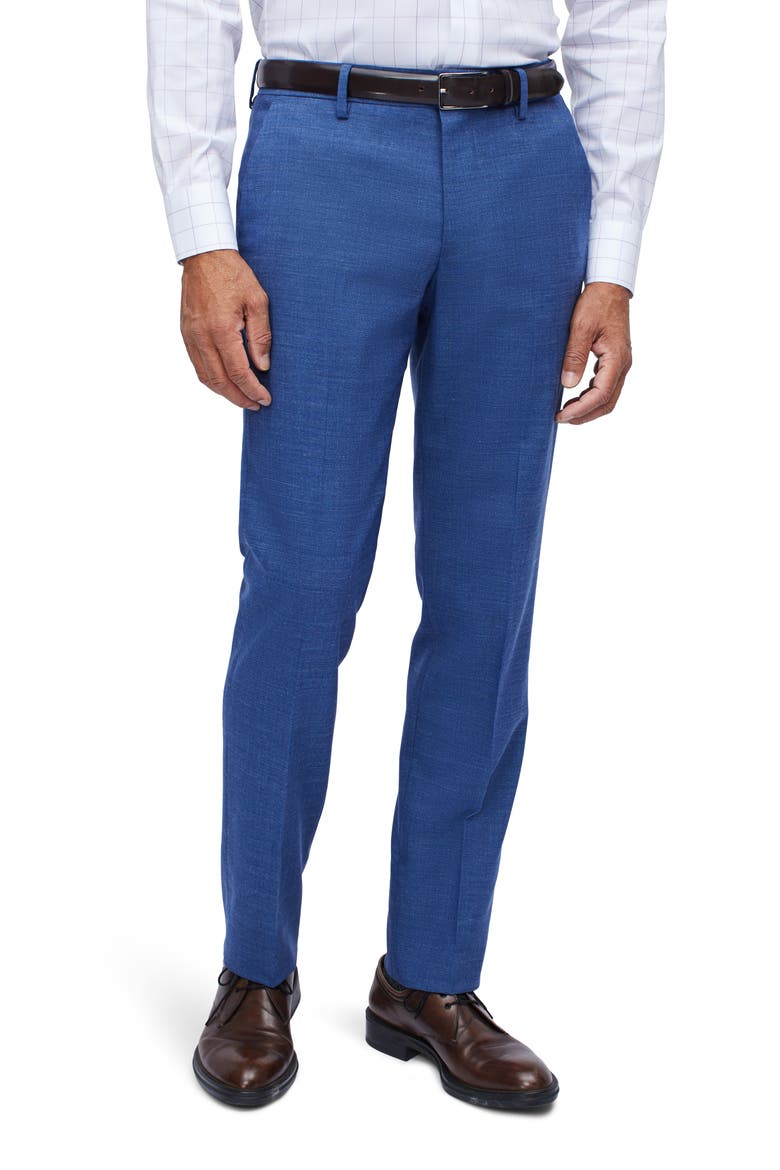 Jetsetter Slim Fit Flat Front Stretch Wool Dress Pants, Main, color, BLUE WEAVE