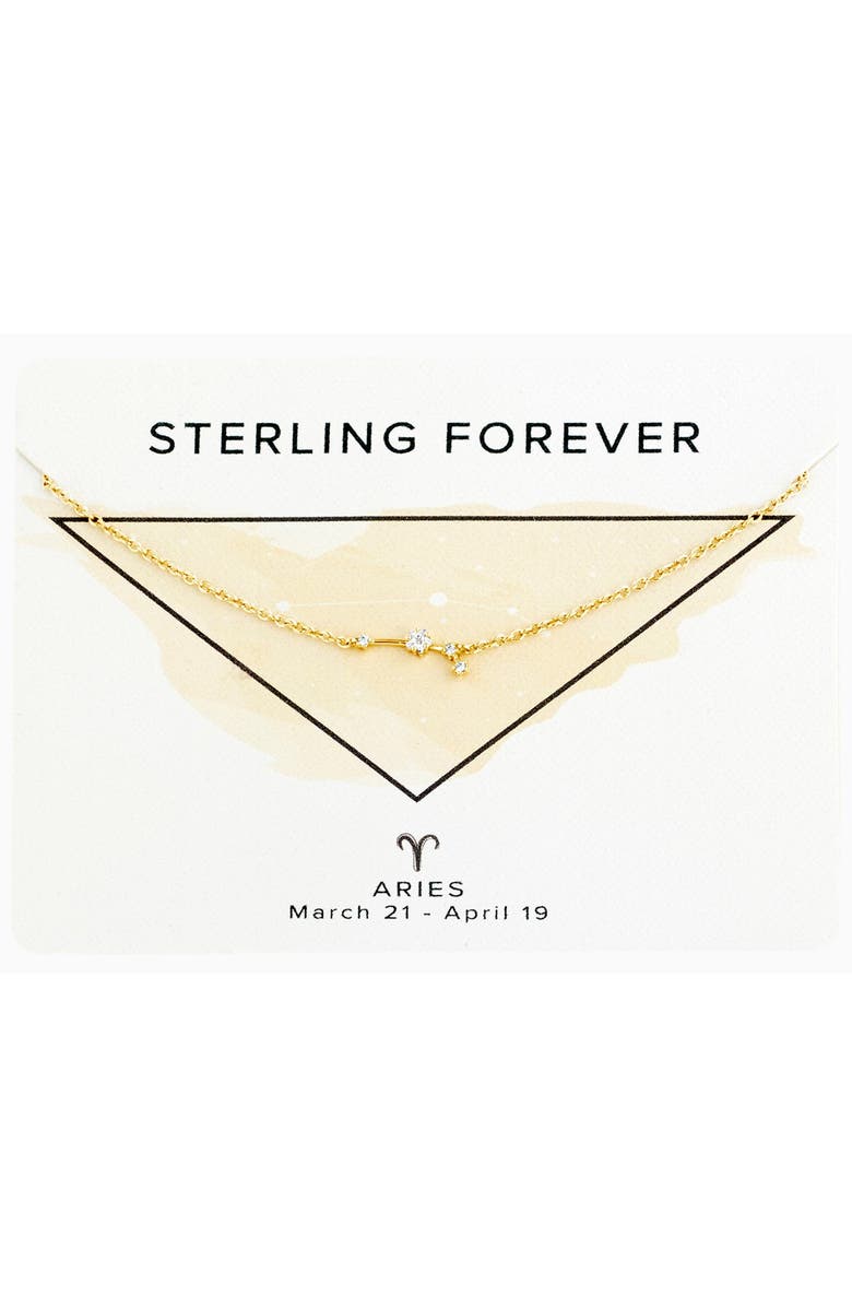 Sterling Forever Delicate Constellation CZ Aries Zodiac Pendant Necklace, Alternate, color, 