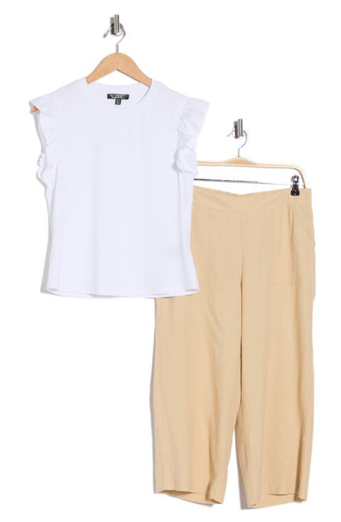 Flutter Sleeve Top & Pull-On Pants Set