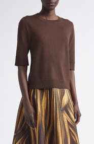 Oscar de la Renta Button Slit Virgin Wool Sweater