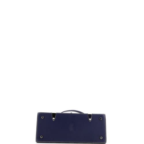 Pre-owned Goyard Goyard Saigon Top Handle Bag Coated Canvas With Leather Pm In Blue