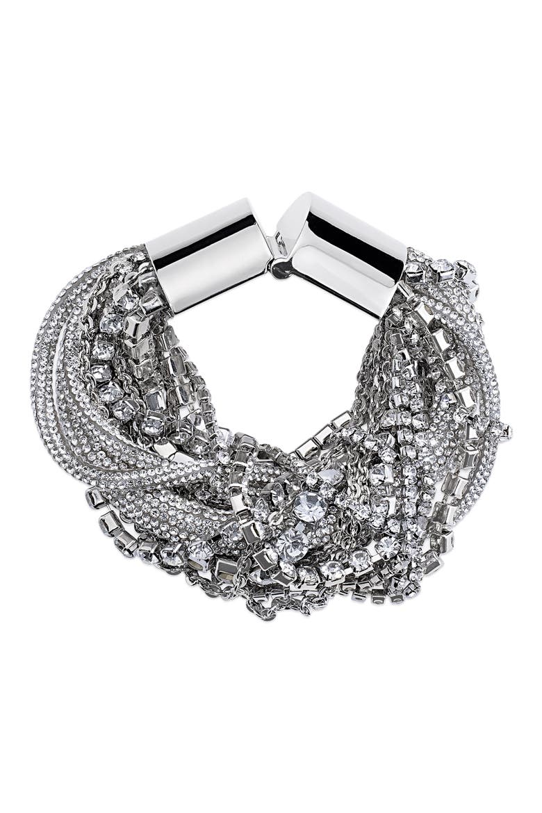 Messy Chain Bracelet, Main, color, CLEAR CRYSTAL/ SILVER