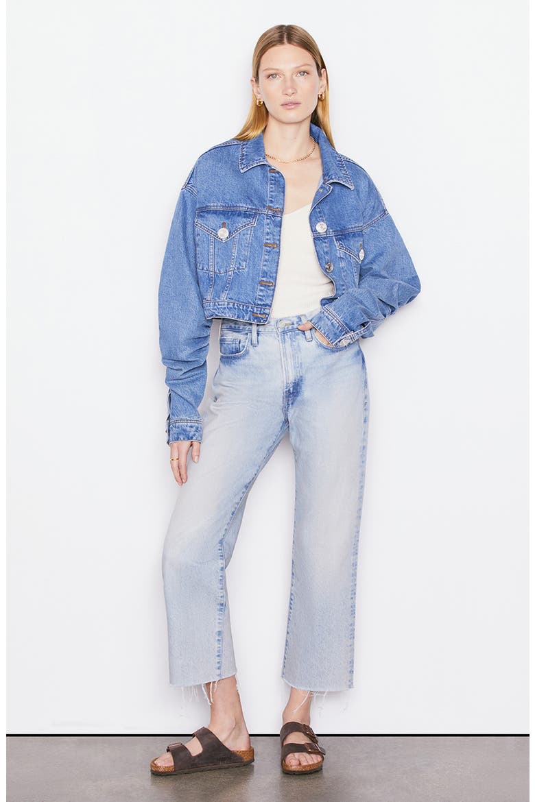 Crop Denim Trucker Jacket, Alternate, color, SEA LEVEL