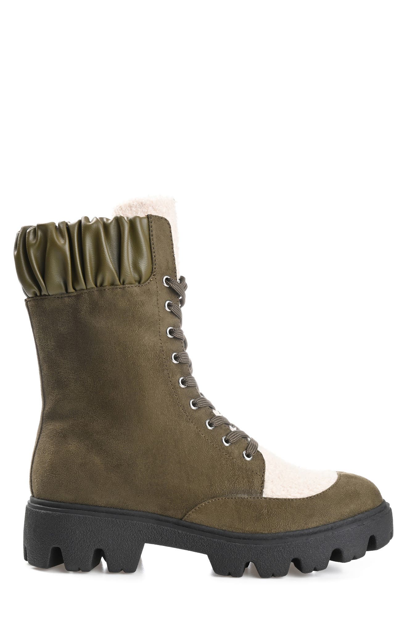 Elibor Faux Shearling Bootie, Alternate, color, OLIVE