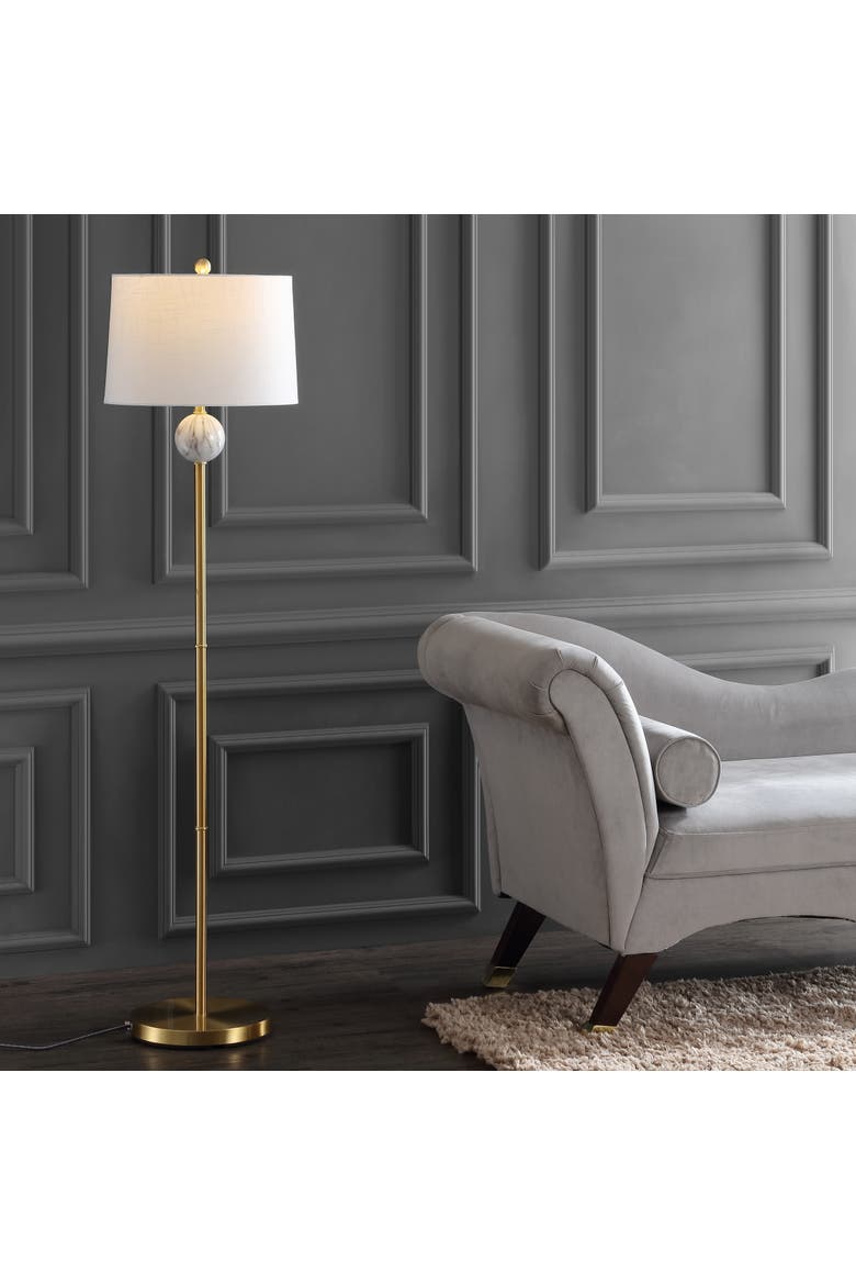 Vaughn Modern Metal/Resin LED Floor Lamp, Main, color, Brass Gold/White