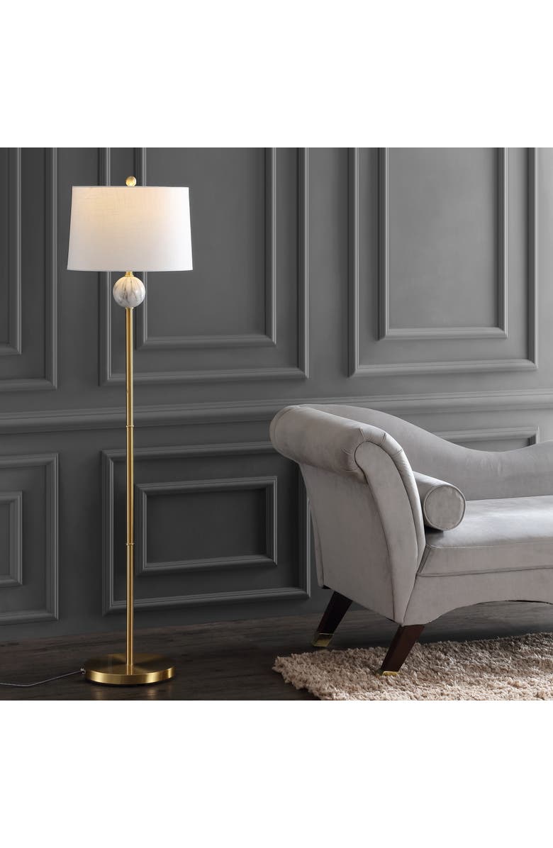 JONATHAN Y Vaughn Modern Metal/Resin LED Floor Lamp, Main, color, Brass Gold/White