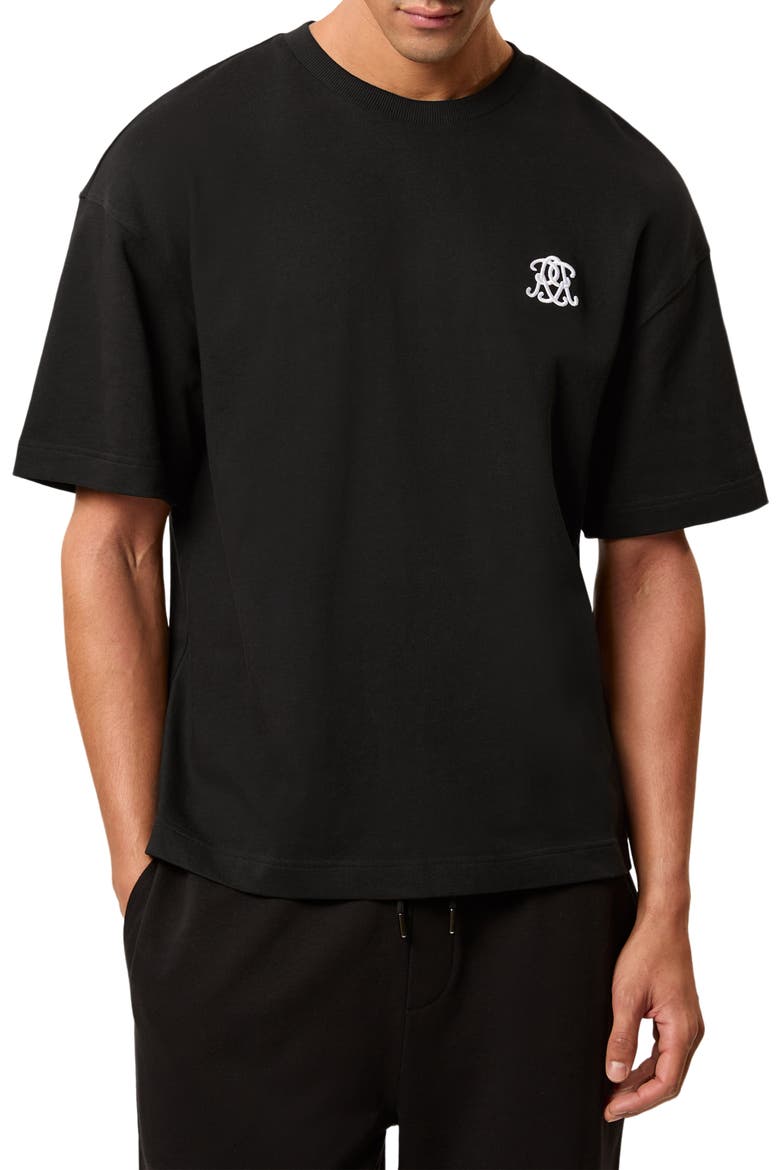 Rainer Embroidered T-Shirt, Main, color, BLACK