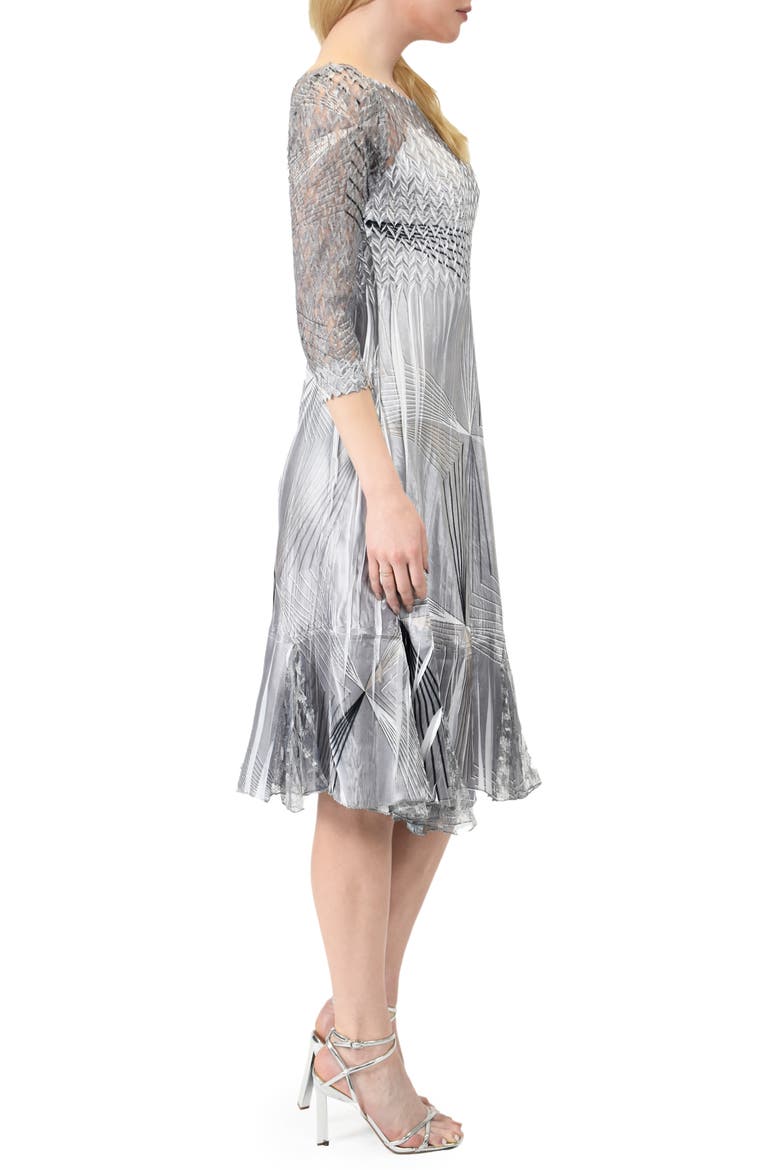 Charmeuse & Lace Dress, Alternate, color, GRAPHIC DIAMOND