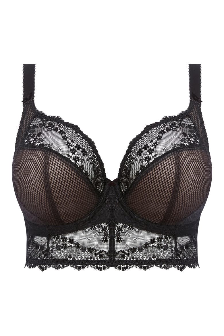 Charley Longline Full Figure Underwire Bra, Alternate, color, BLACK