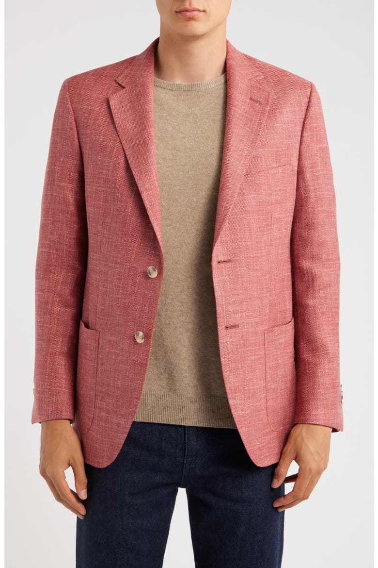 Hyperlight Soft Red Slub Wool & Silk Blend Sport Coat, Main, color, PINK